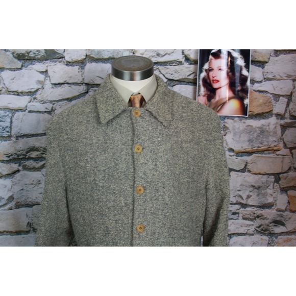 Zanella Made in Italy Grey Boucle Wool Blend Button Front Coat Jacket Mens 46 - Picture 6 of 10